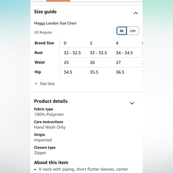 Maggy London Women's Flutter Sleeve V-Neck Fit and Flare - Picture 6 of 6